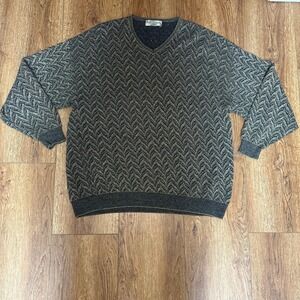 VTG San Mateo Island Mens XXL Sweater Chevron Knit Pullover multicolor 90s retro